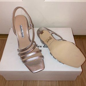 NWB Charles David Women's Silver Voyage Strappy Heel Sandal Size US 7